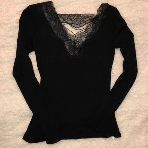 Lace Ribbed Long Sleeve